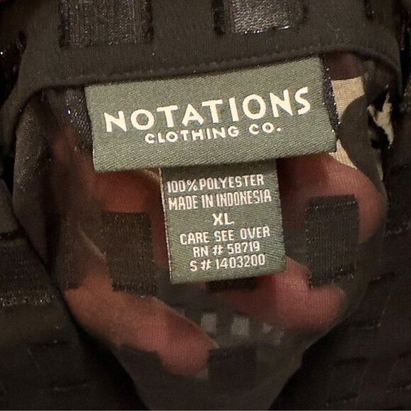 Notations Clothing Co. Black Semi Sheer Checkered Button-Up Blouse Size XL Top - Picture 6 of 7